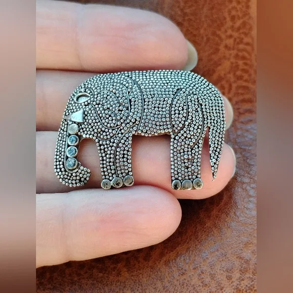 NAPIER Silver 925 Elephant Pin Brooch - Picture 6 of 8